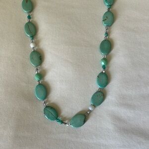 Turquoise and glass bead handmade artisan necklace